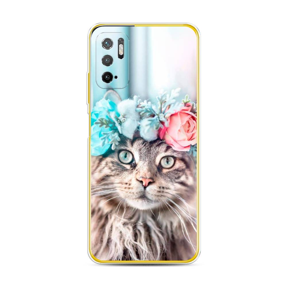 

Чехол Awog на Poco M3 Pro "Кот в венке", Разноцветный, 311050-2