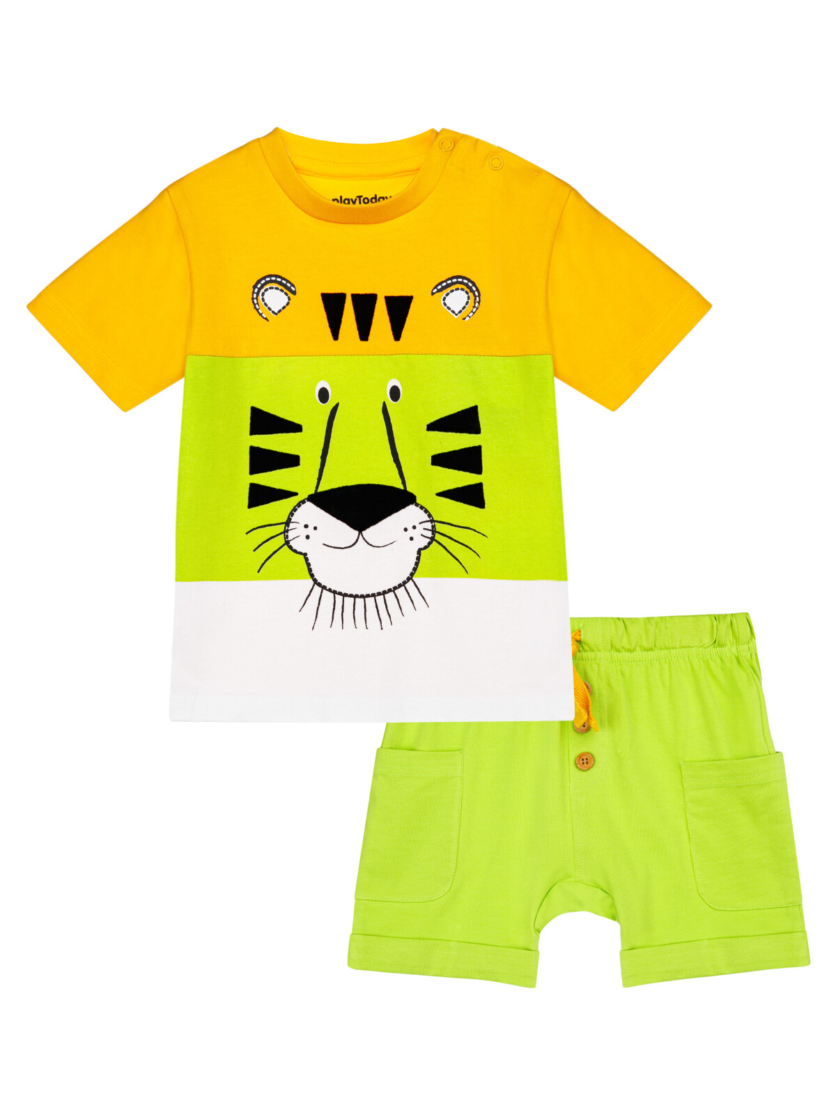 Комплект:фуфайка, шорты PlayToday 12419126, жёлтый; зеленый; белый, 80