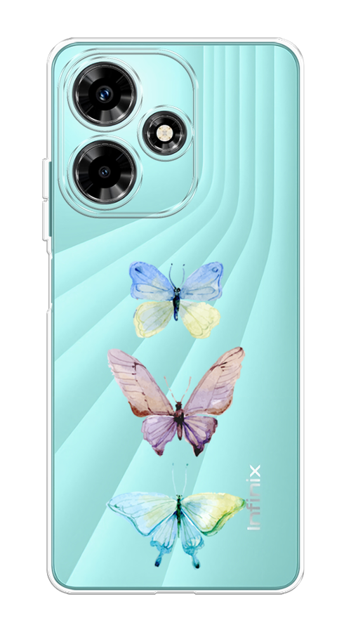 

Чехол на Infinix Hot 30 "Акварельные бабочки", Бирюзовый;розовый, 3104050-1