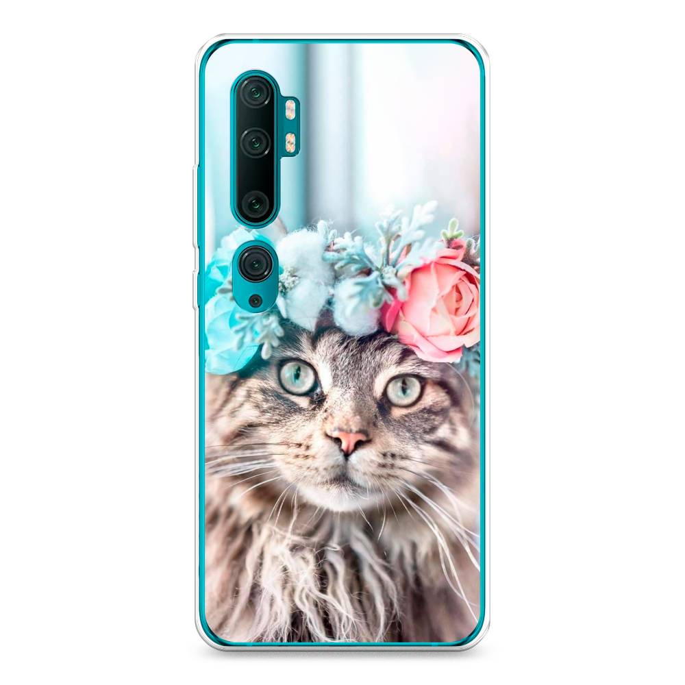 

Чехол Awog на Xiaomi Mi Note 10/Mi Note 10 Pro "Кот в венке", Разноцветный, 37350-2