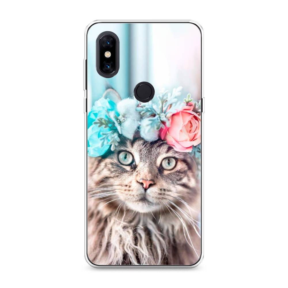 

Чехол Awog на Xiaomi Mi Mix 3 "Кот в венке", Разноцветный, 34950-2