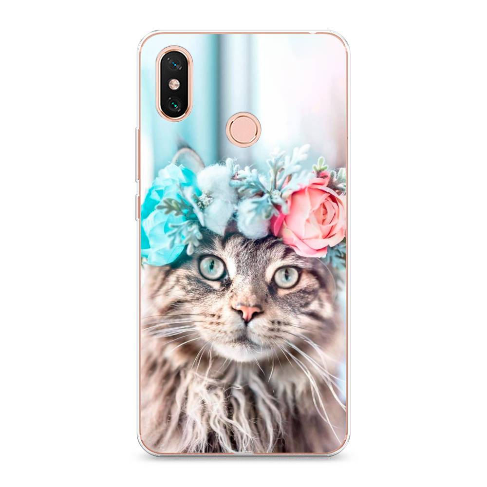 

Чехол Awog на Xiaomi Mi Max 3 "Кот в венке", Разноцветный, 34350-2