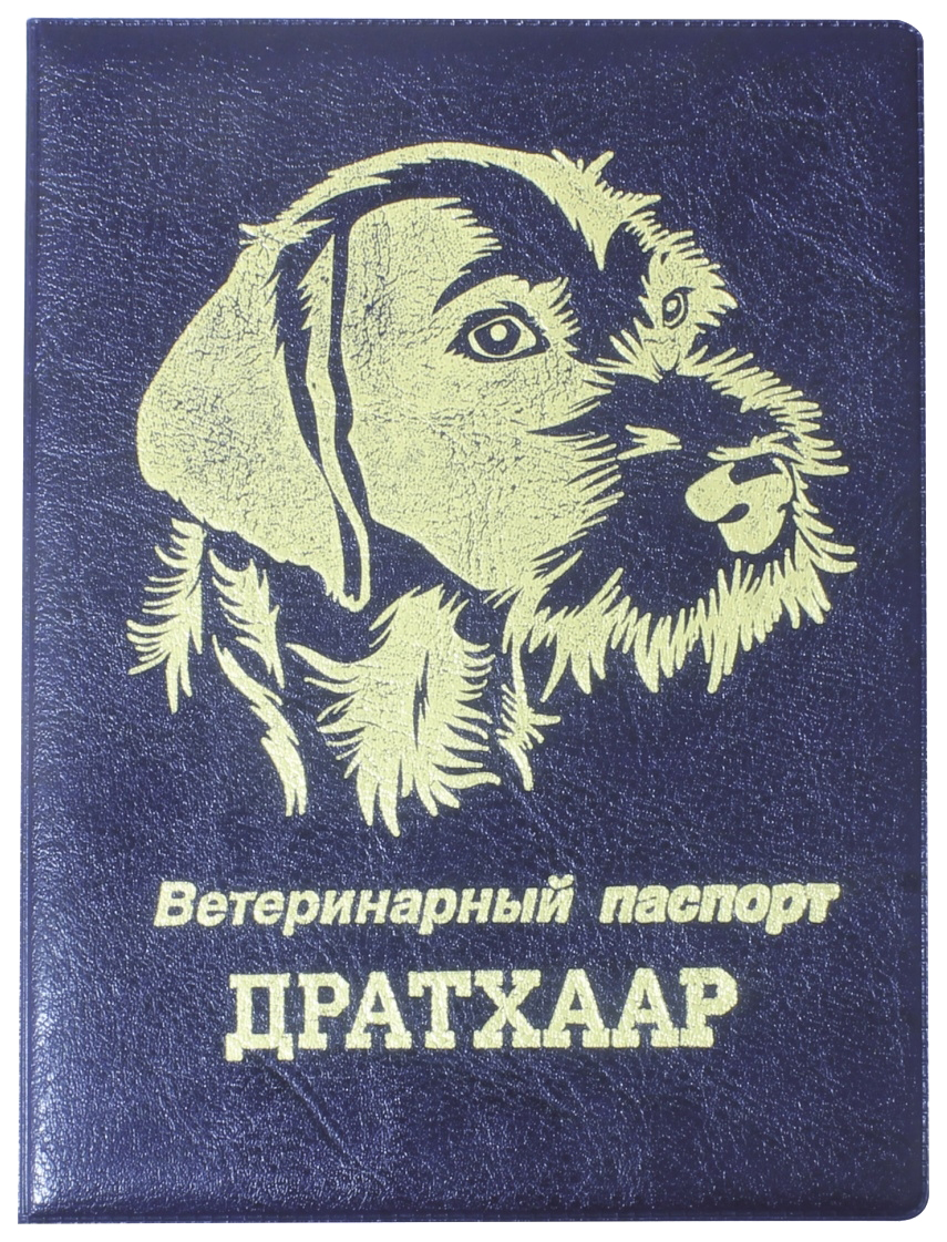 Обложка на ветеринарный паспорт Стрекоза Дратхаар, синий