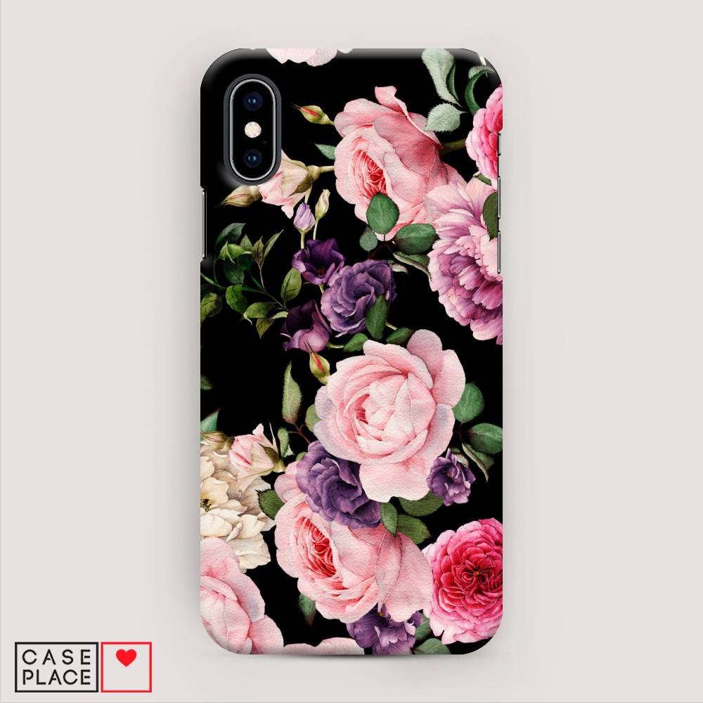 

Пластиковый чехол "Пионы на черном" на Apple iPhone XS (10S), 11820-6