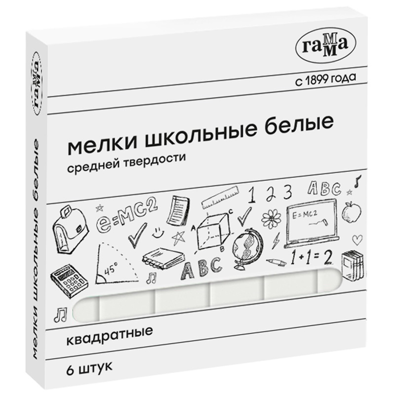 

Мел белый Гамма, средняя твердость, 6шт., картонная коробка (280120214), 30 уп.