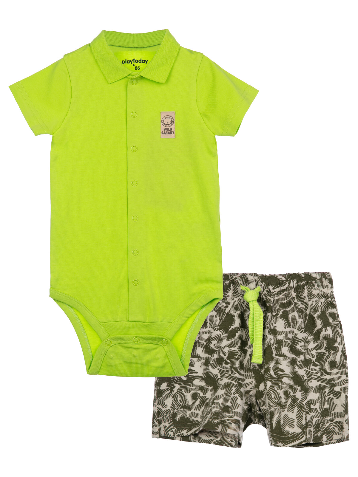 Комплект детский : боди, шорты PlayToday 12419142, зеленый; серый, 92