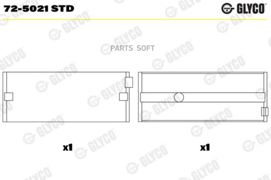 

GLYCO 725021STD 72-5021 STD_вкладыши коренные! к-кт на двигатель\ MB,Omn Setra