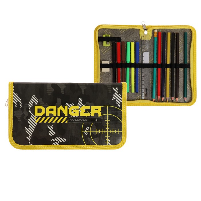 

Пенал 1 секция 115*205 наполн. лам.карт 30П26/set Calligrata 16предм "Danger"