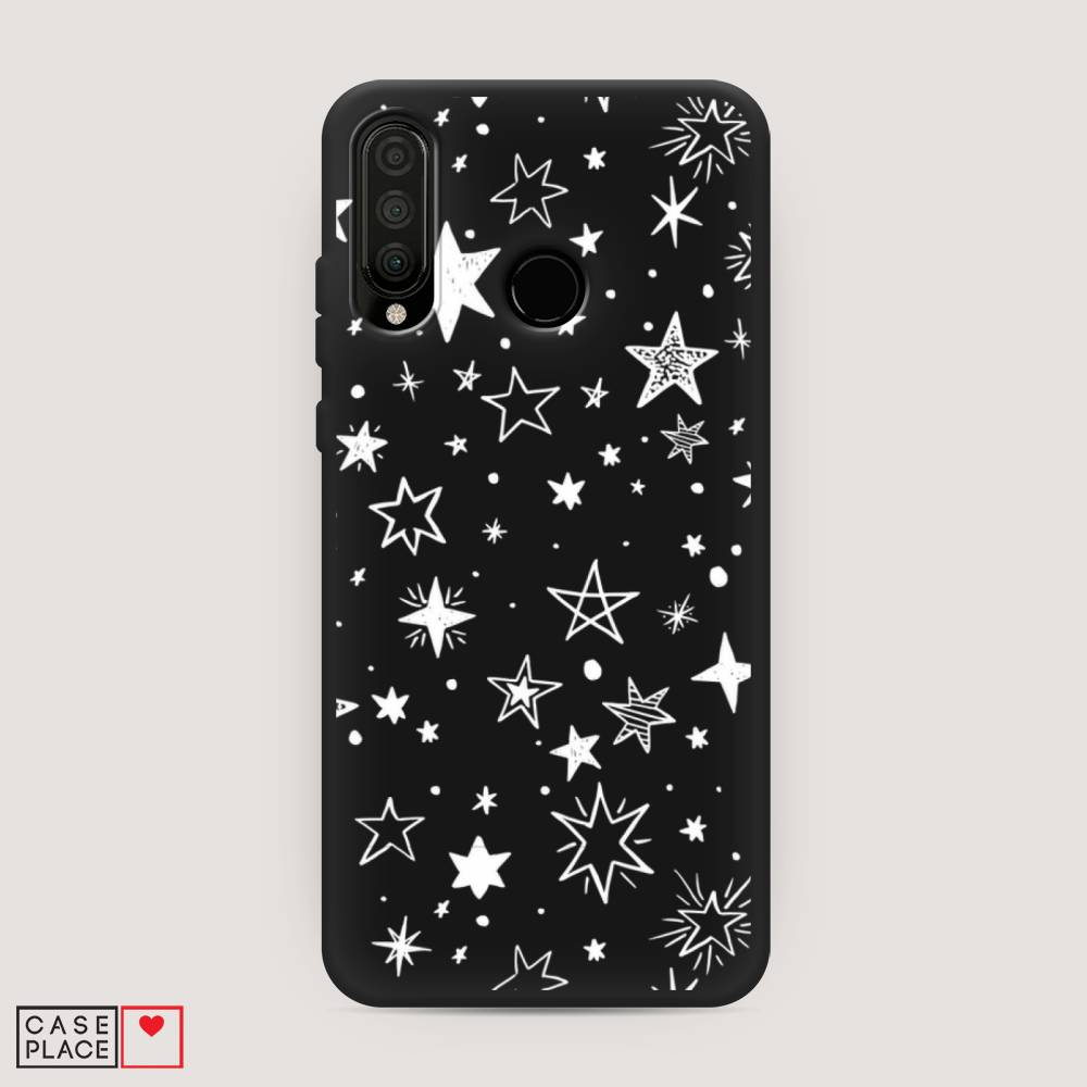 фото Чехол awog "звездочки графика белая" для huawei p30 lite