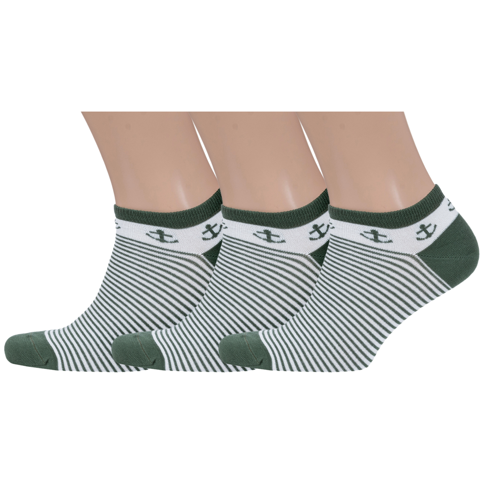 Комплект носков унисекс Grinston socks 3-21D2 зеленых; белых 23-25