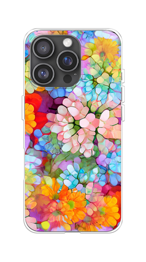 

Чехол на Apple iPhone 16 Pro "Цветы витраж", Оранжевый;розовый;голубой, 16250-1