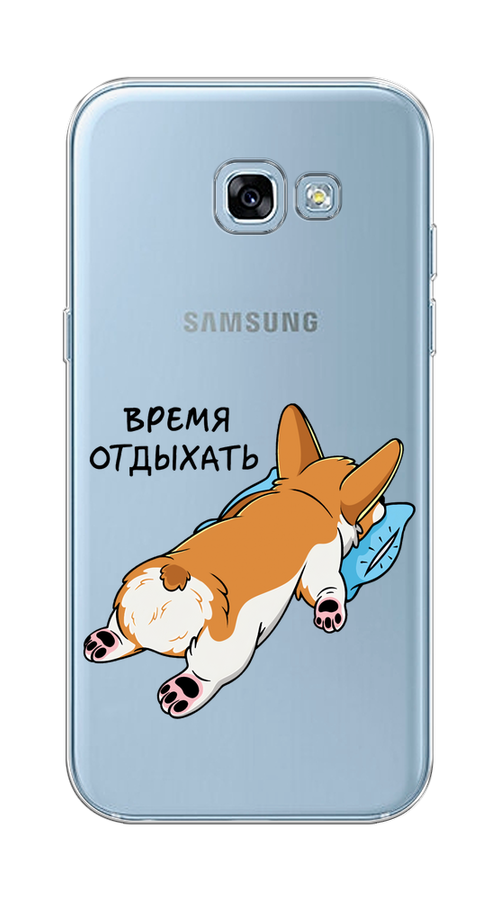 

Чехол на Samsung Galaxy A5 2017 "Корги отдыхает", Черный;коричневый;голубой, 20650-1