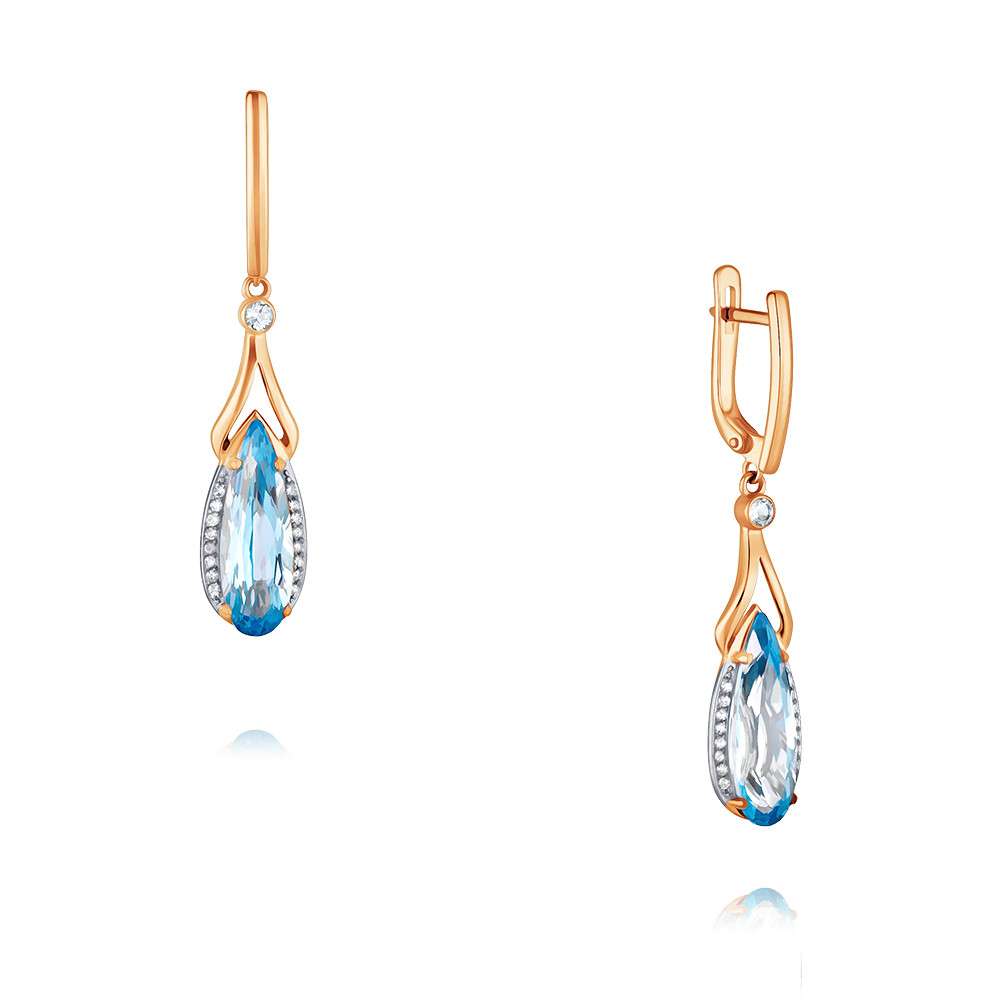 

Серьги подвески из красного золота ADAMAS 24041048/01-А50Д-439, бриллиант/топаз, 24041048/01-А50Д-439