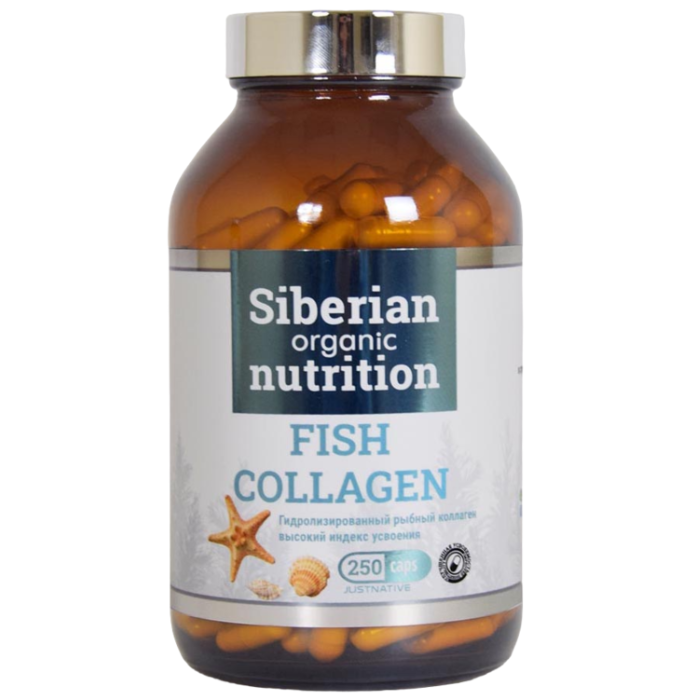 фото Коллаген гидролизированный рыбный siberian organic nutrition капсулы 250 шт. siberian organic nutritition
