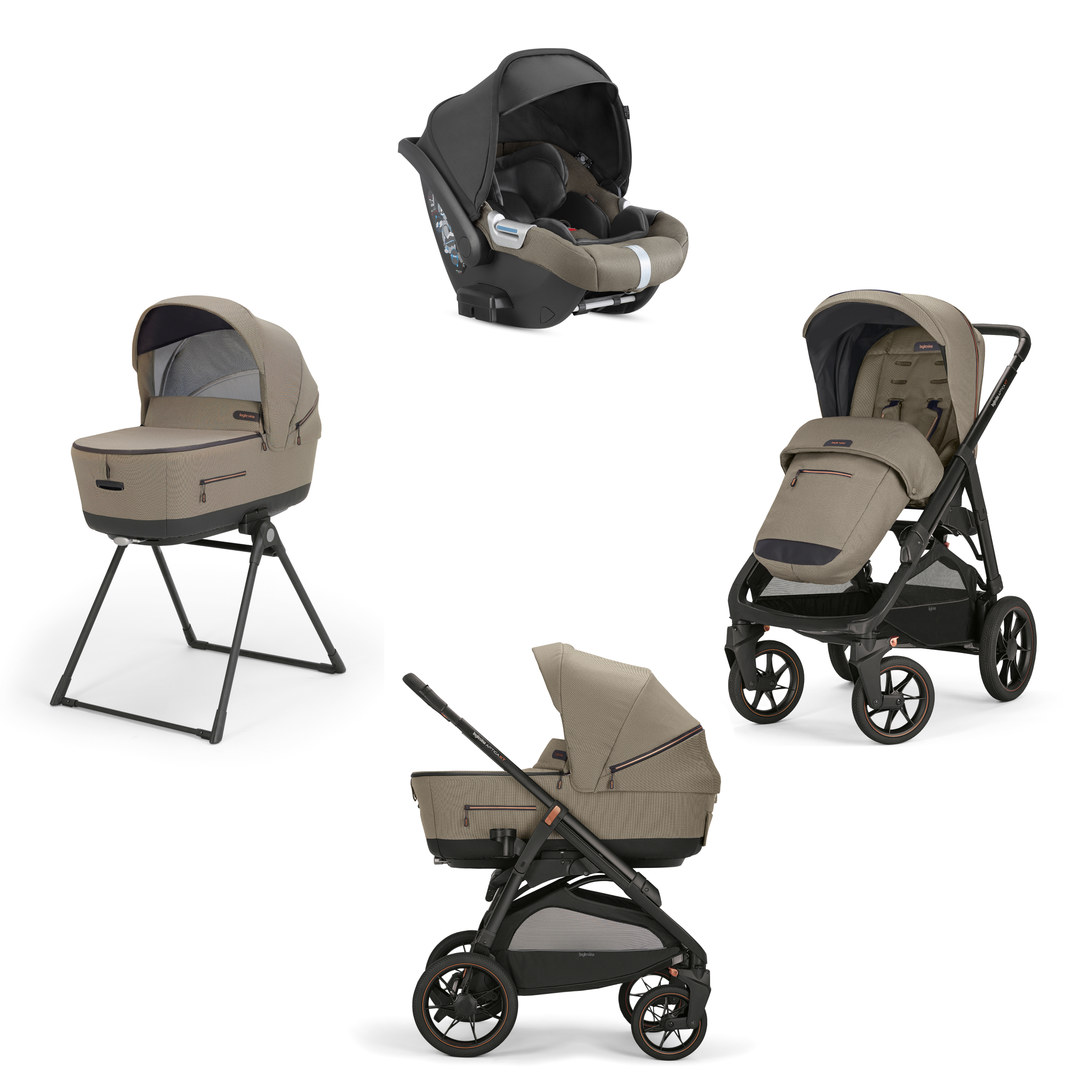 

Коляска 3 В 1 Inglesina Aptica Xt New с подставкой под люльку Stand Up Tuareg Beige, Aptica Xt New