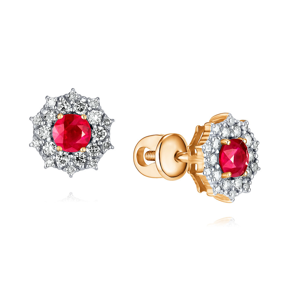 

Серьги из красного золота с бриллиантом/рубином ADAMAS 21038346/01-А50Д-431, 21038346/01-А50Д-431