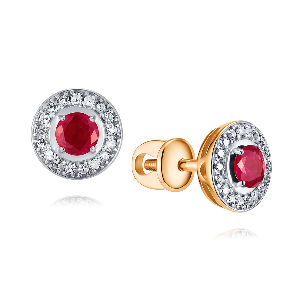

Серьги из красного золота с бриллиантом/рубином ADAMAS 21038345/01-А50Д-431, 21038345/01-А50Д-431