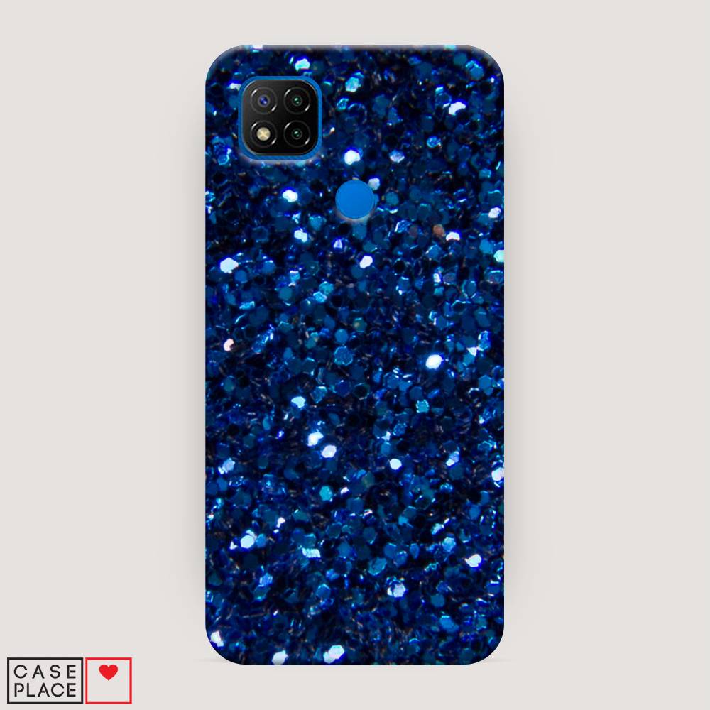 фото Пластиковый чехол "синие блестки рисунок" на xiaomi redmi 9c awog