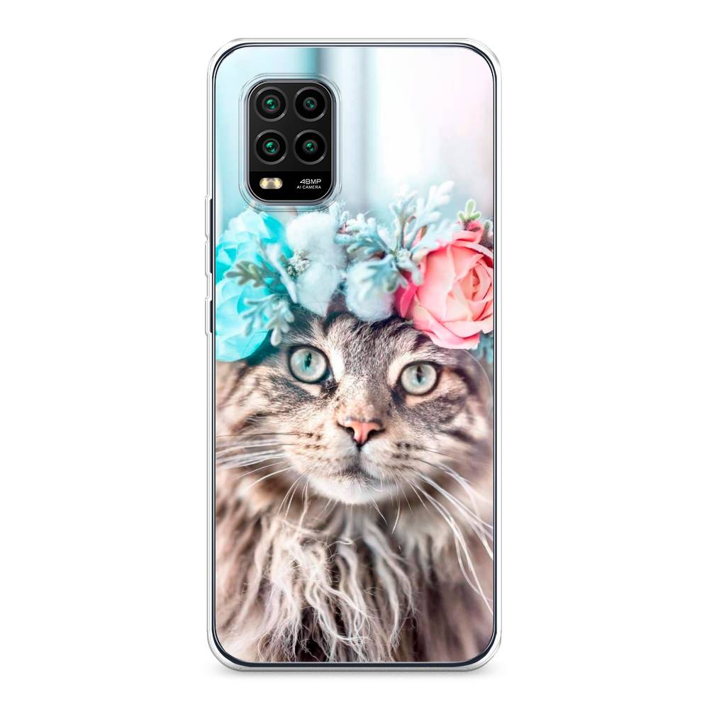 

Чехол Awog на Xiaomi Mi 10 Lite "Кот в венке", Разноцветный, 38550-2