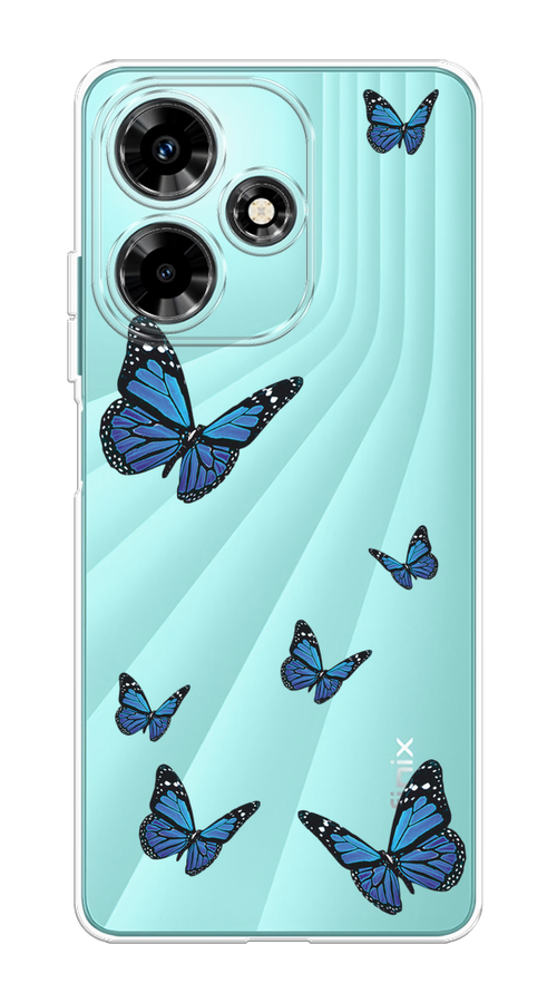 

Чехол на Infinix Hot 30 "Blue butterflies", Синий;черный, 3104050-1