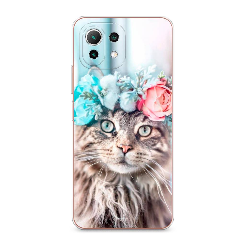 

Чехол Awog на Xiaomi Mi 11 Lite/5G NE "Кот в венке", Разноцветный, 311750-2