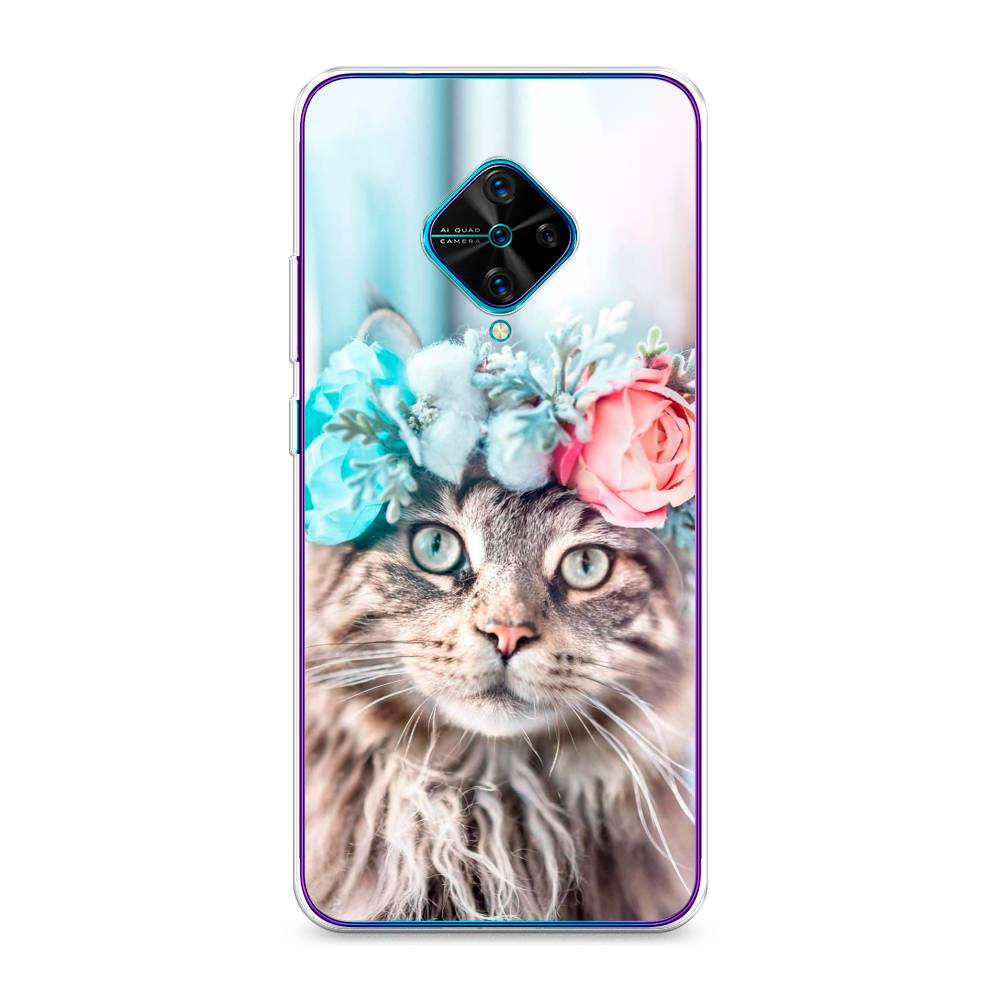 

Чехол Awog на Vivo Y9s "Кот в венке", Разноцветный, 262450-2