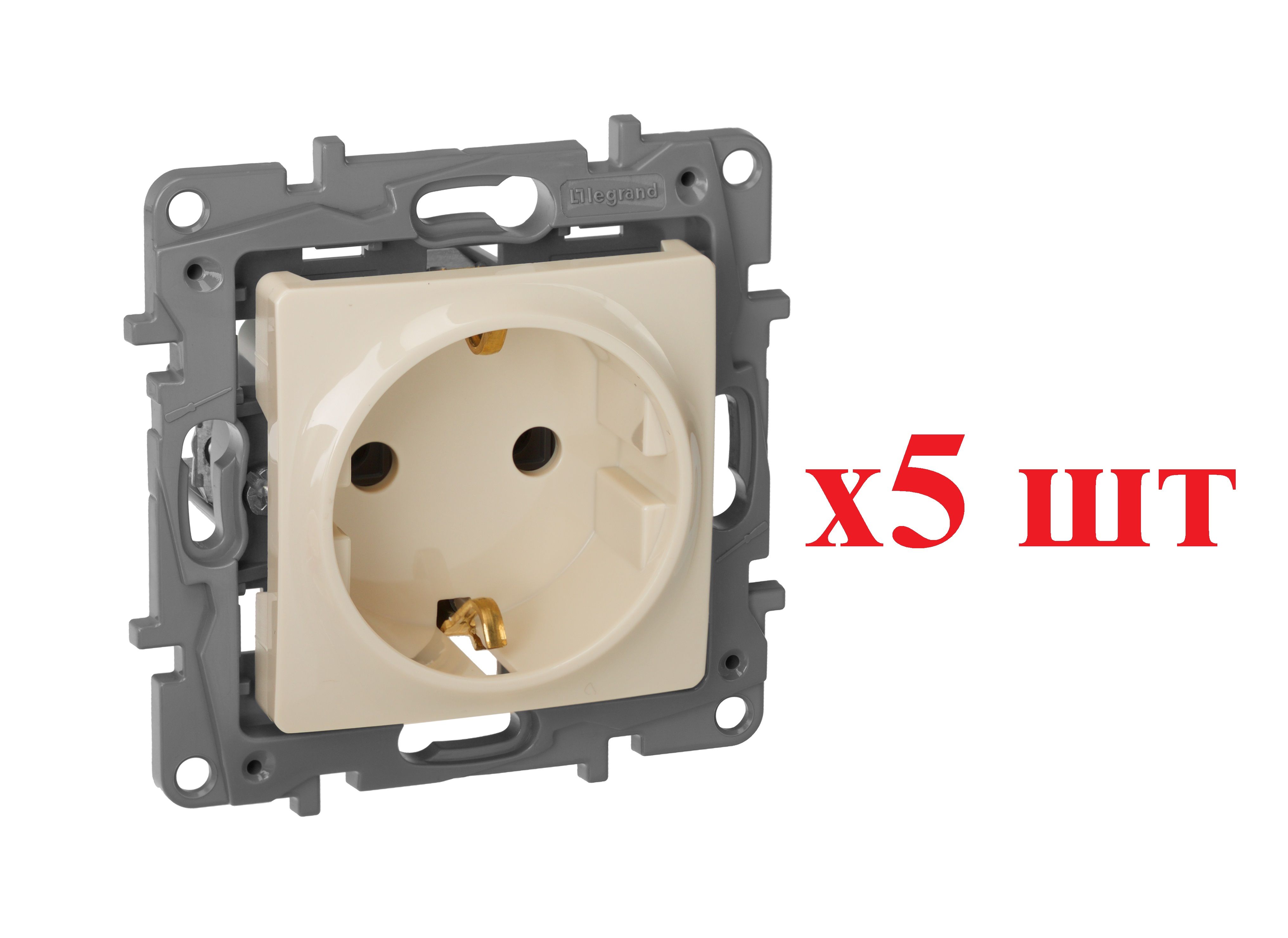 

Legrand Etika Сл.кость Розетка с/з, винт. клем. 672321 (5шт), Бежевый, Etika_1_78604_5