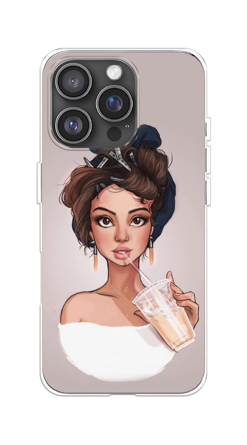 

Чехол на Apple iPhone 16 Pro "Девушка с фраппе", Серый, 16250-1