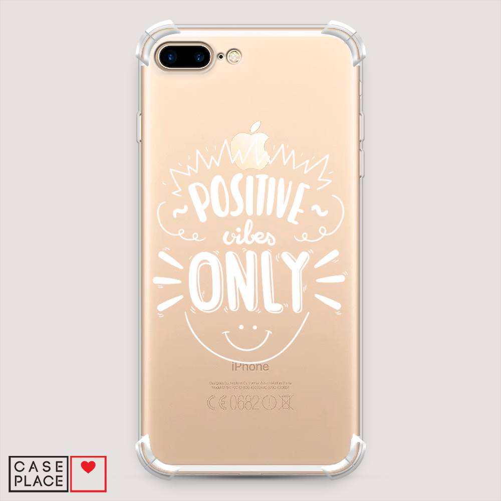 фото Противоударный силиконовый чехол "positive vibes only графика" на apple iphone 7 plus awog