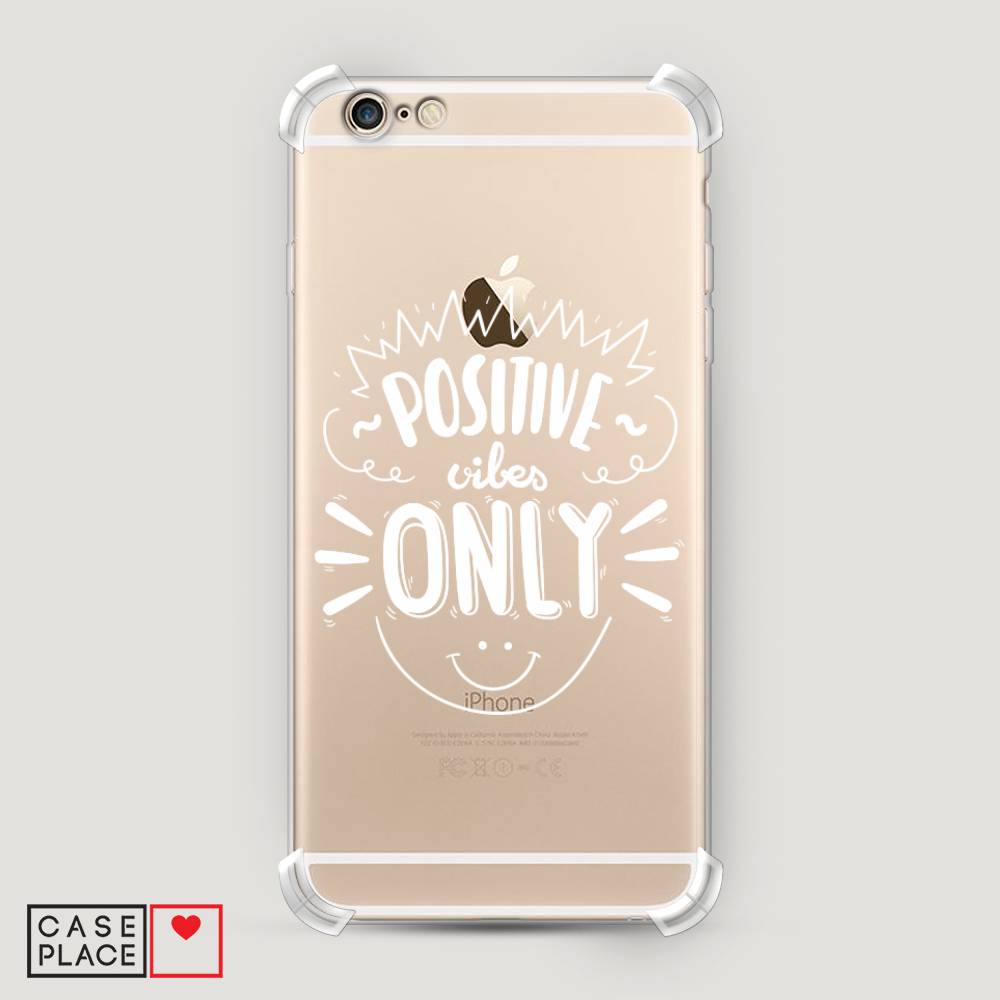 фото Противоударный силиконовый чехол "positive vibes only графика" на apple iphone 6 plus awog