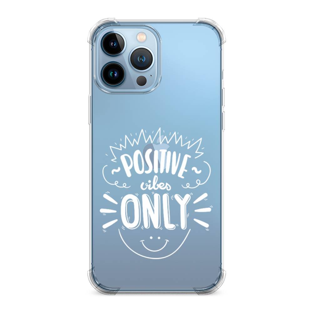 фото Противоударный силиконовый чехол "positive vibes only графика" на apple iphone 13 pro max awog