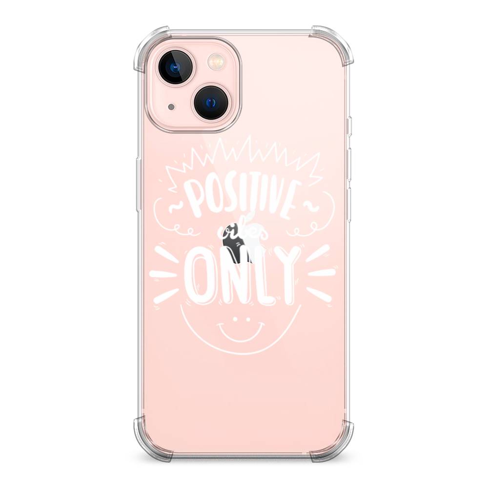 фото Противоударный силиконовый чехол "positive vibes only графика" на apple iphone 13 awog