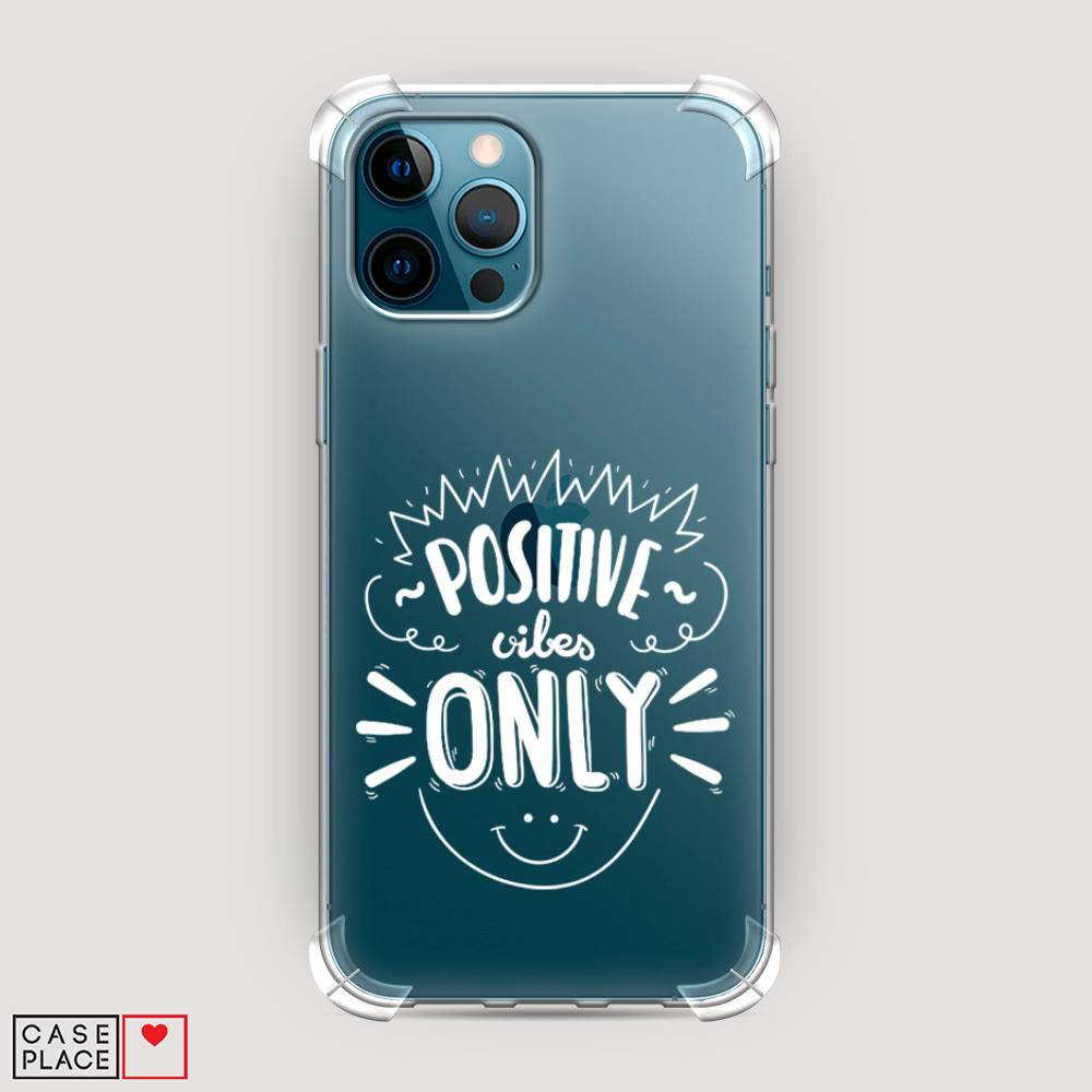 фото Противоударный силиконовый чехол "positive vibes only графика" на apple iphone 12 pro max awog