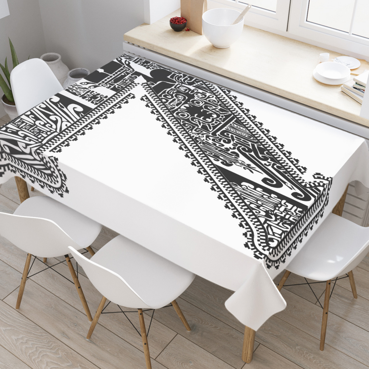 

Скатерть прямоугольная JoyArty "Орнаментальная семерка" из оксфорда, 180x145 см, Белый, Орнаментальная семерка