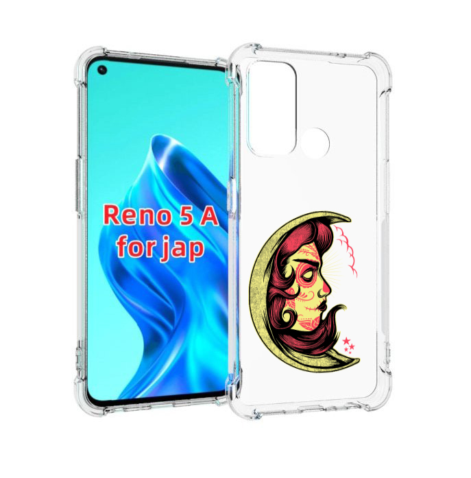 

Чехол MyPads желтый полумесяц с лицом девушки для Oppo Reno 5A, Прозрачный, Tocco