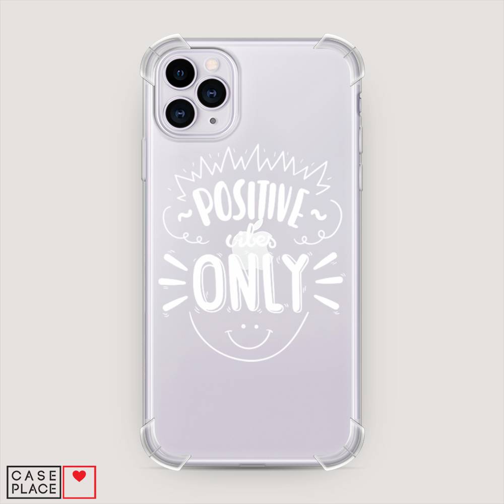 фото Противоударный силиконовый чехол "positive vibes only графика" на apple iphone 11 pro awog