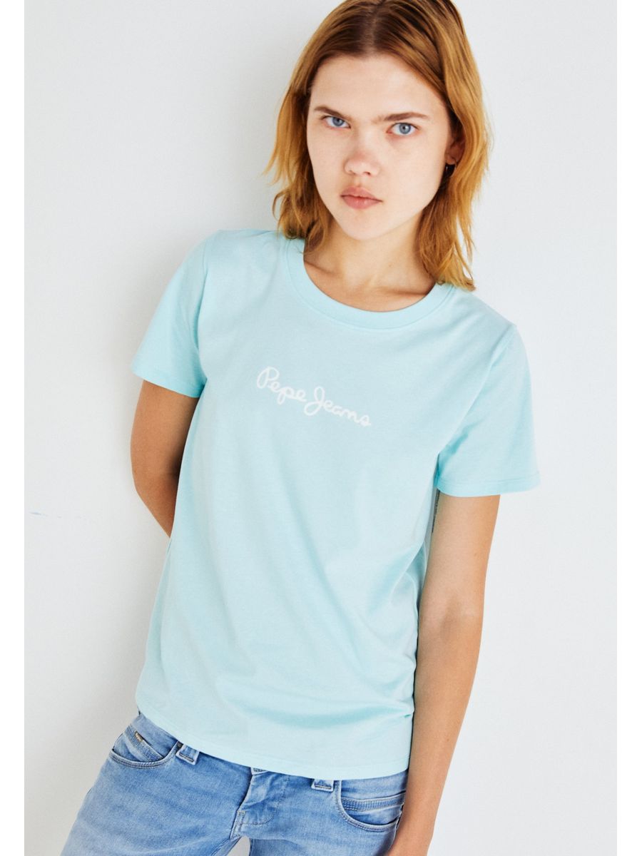 

Футболка женская Pepe Jeans London PE121D0UX синяя S, Синий, PE121D0UX