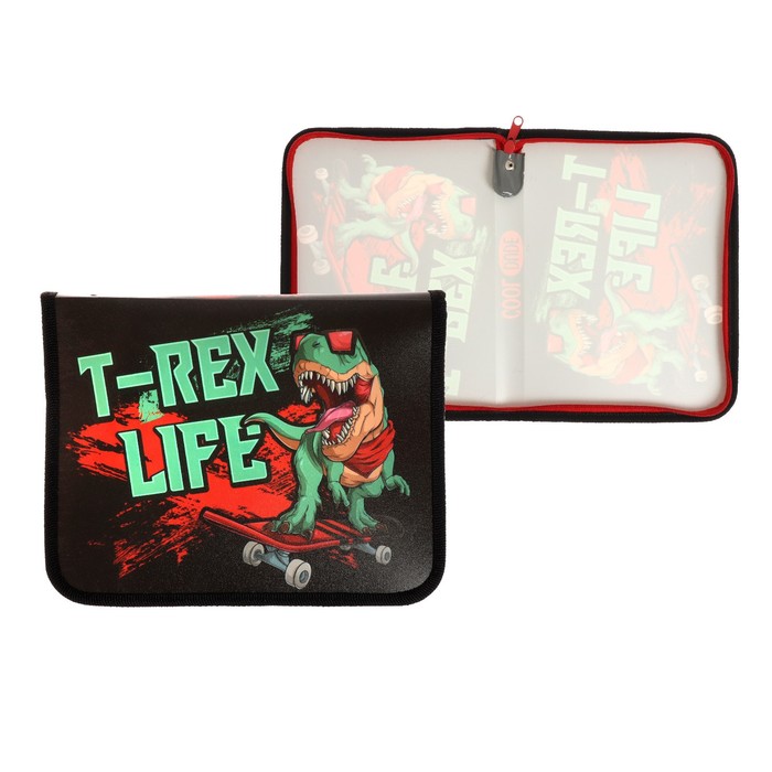 

Папка для тетрадей и труда А5 "T-REX", 1 отделение , пластик, на молнии, ПМ-А5-04