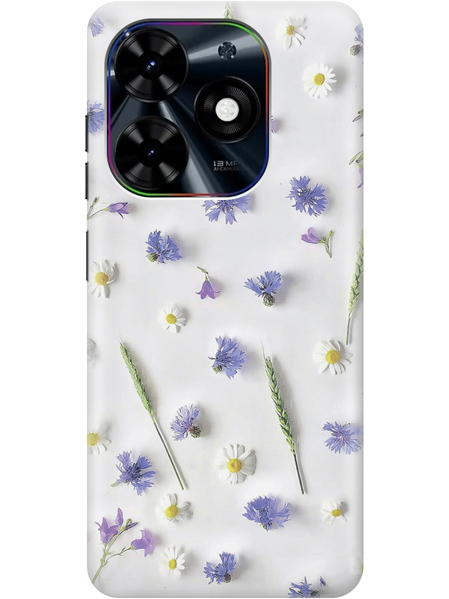 

Чехол на Tecno Pop 8 / Spark Go 2024 / Spark 20 / 20C "Ромашки и колоски", Белый;зеленый;фиолетовый, 20011864