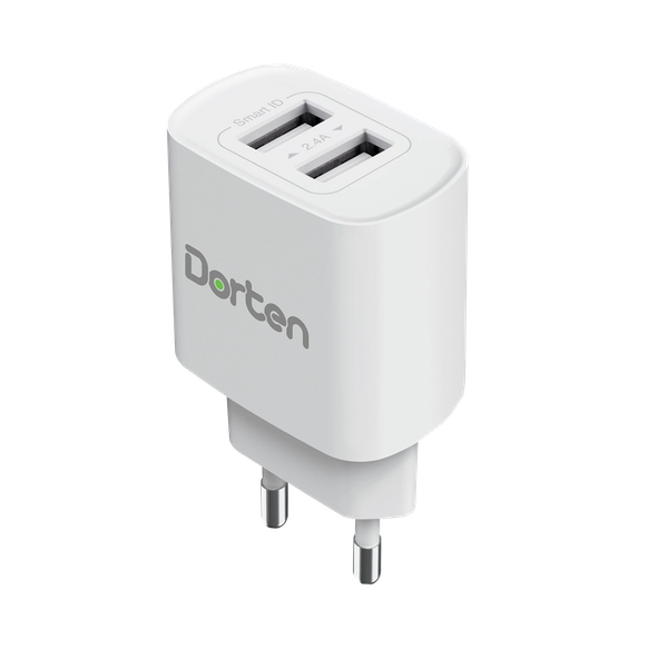 

Сетевое зарядное устройство Dorten 2USB + дата-кабель Lightning MFI 2.4A белый