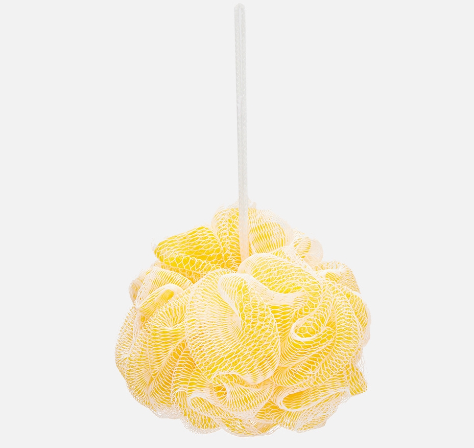 Мочалка Rilly шар, бело-жёлтая