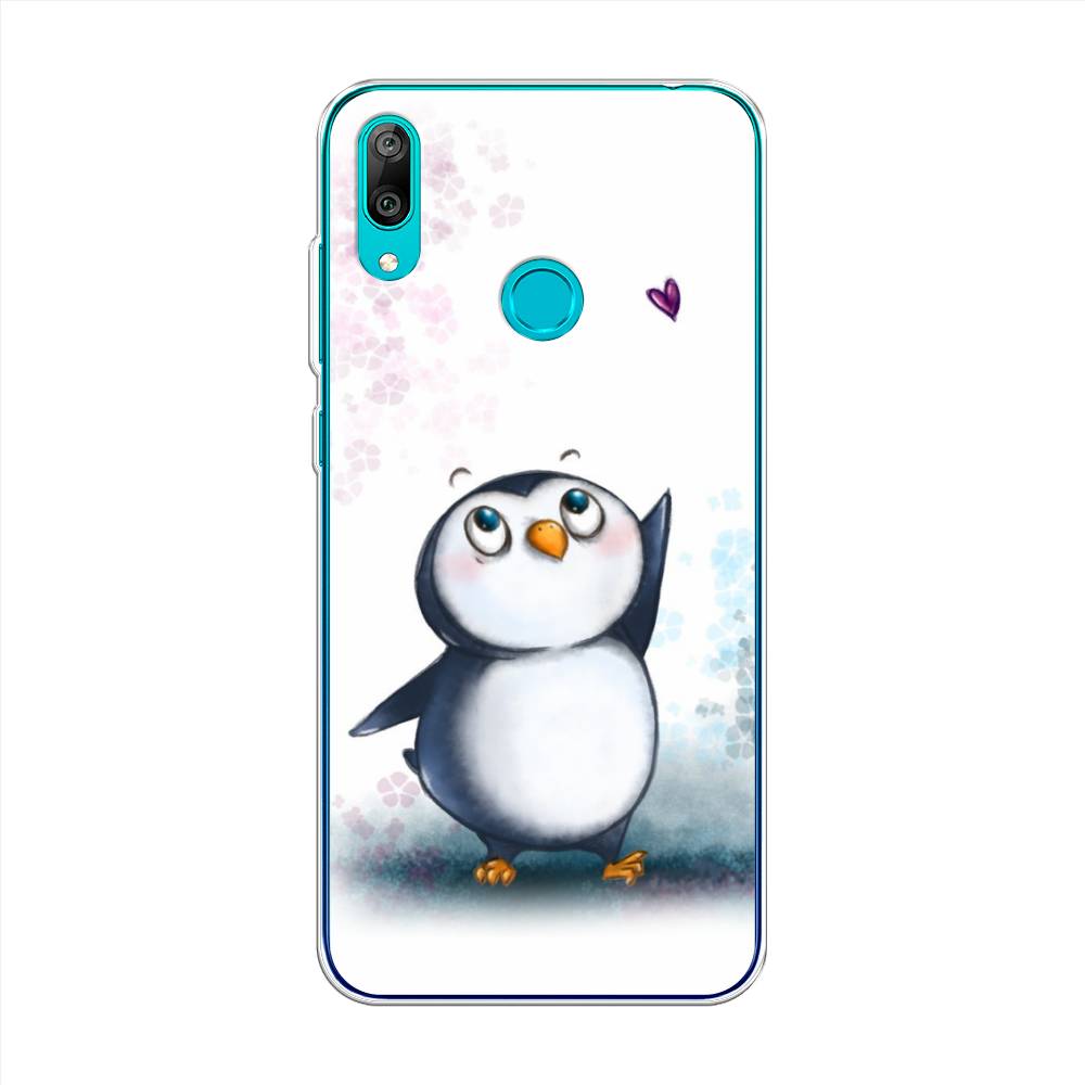 

Чехол Awog на Huawei Y7 2019 "Пингвин и сердечко", Белый, 68450-1