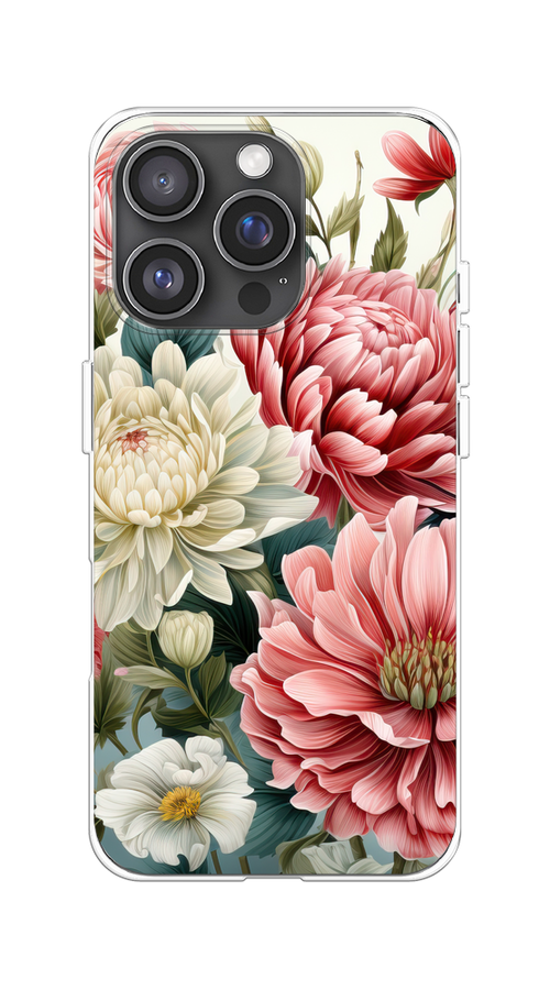 

Чехол на Apple iPhone 16 Pro "Садовые цветы рисунок", Розовый;зеленый;белый, 16250-1