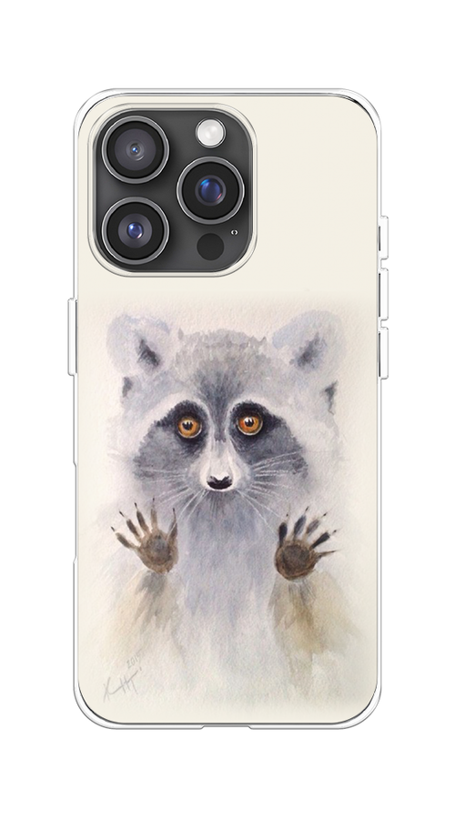

Чехол на Apple iPhone 16 Pro "Енот за стеклом", Бежевый;серый, 16250-1