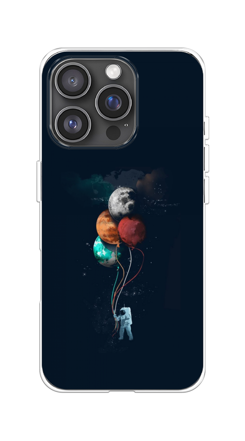 

Чехол на Apple iPhone 16 Pro "Космонавт с шариками", Разноцветный, 16250-1