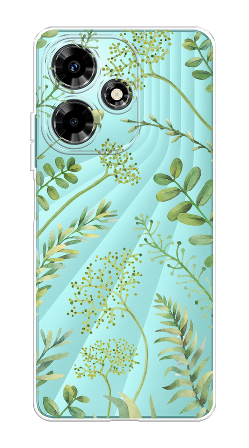 

Чехол на Infinix Hot 30 "Green Leaves", Зеленый;прозрачный, 3104050-1