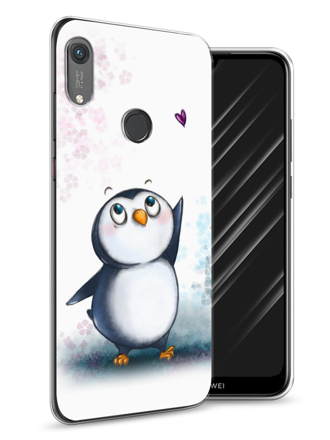

Чехол Awog на Honor 8A (8A Pro/Prime) "Пингвин и сердечко", Белый, 68750-1