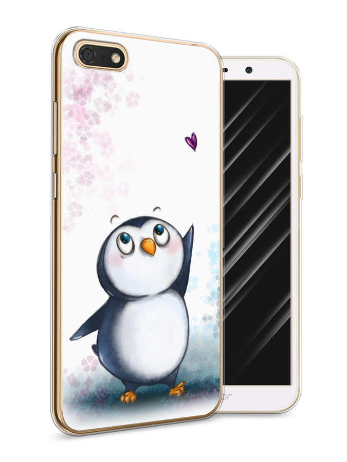 

Чехол Awog на Honor 7A "Пингвин и сердечко", Белый, 65250-1