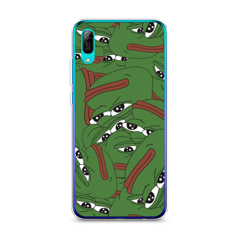 

Чехол Awog на Huawei Y6 Pro (Prime) 2019 "Печальный frog", Зеленый;белый, 68150-9