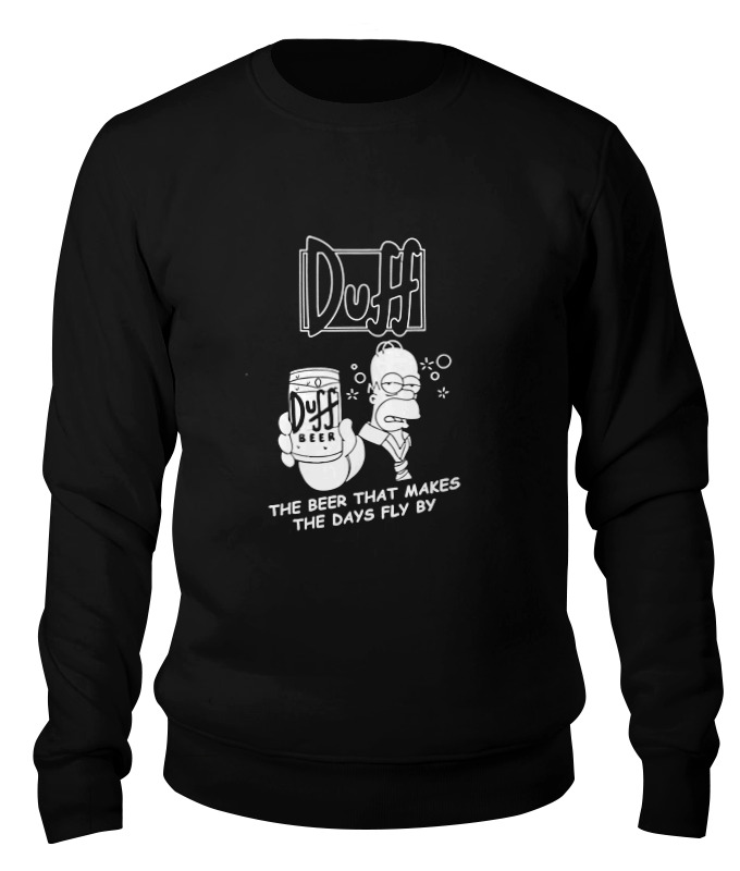 

Свитшот унисекс Printio Гомер с пивом duff черный XL, Гомер с пивом duff